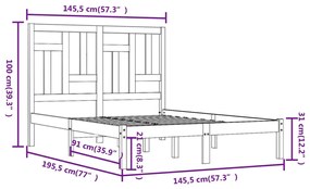 Cama sem colchão 140x190 cm madeira de pinho maciça branco