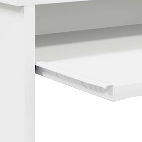 Mesa de Computador Branca Branca Aglomerado Padrão Armazenamento