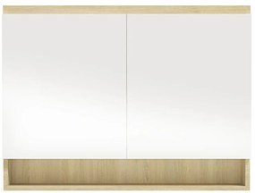 Armário espelhado p/ casa banho 80x15x60 cm MDF branco/carvalho
