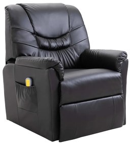 60045 vidaXL Cadeira de massagens couro artificial preto