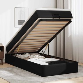 Estrutura de cama otomana com colchão 80x200 cm preta