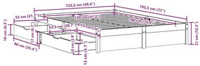 Cama sem colchão 120x190 cm madeira de pinho maciça branco