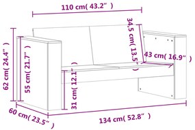 2 pcs conjunto lounge de jardim pinho maciço castanho-mel