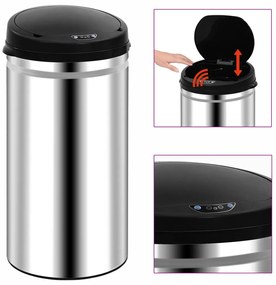 Caixote do lixo com sensor automático 50 L aço inoxidável