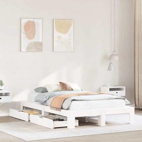 Cama sem colchão 135x190 cm madeira de pinho maciça branco