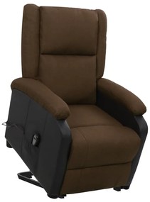 vidaXL Poltrona elevatória tecido castanho-escuro