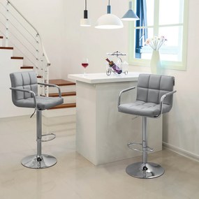 Conjunto 2 Bancos de bar com braço 44,5 x (95-115) x 38 cm cinzento