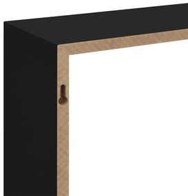 Prateleiras de parede em forma de cubo 3 pcs MDF preto
