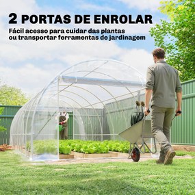 Estufa Túnel de Jardim 18 m² Estufa Túnel 296x597x199 cm Estrutura em Aço Galvanizado Capa PE 150 g/m² Transparente