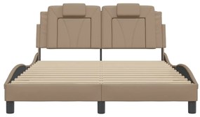 Estrutura cama cabeceira 120x200 cm couro artificial cappuccino