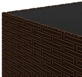 3 pcs conjunto lounge jardim c/ almofadões vime PE castanho