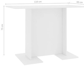 Mesa de jantar 110x60x75 cm derivados de madeira branco