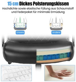Cadeira de escritório ergonómica com capacidade de carga até 225 kg, com função de balanço, ajustável em altura, para pessoas grandes Preto