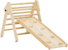 AIYAPLAY Triângulo de Escalada de Madeira 2 em 1 Escalada para Crianças de 18-48 Meses com Rampa para Deslizar ou Escalar 147x64,5x63 cm Madeira | Aosom Portugal