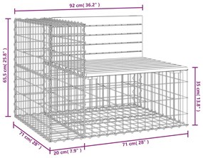 Banco jardim design gabião 92x71x65,5 cm madeira douglas maciça