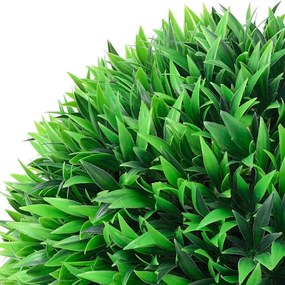 Bolas artificiais de buxo com luzes LED 2 pcs verde 47 cm