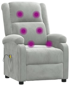 Poltrona de massagens elétrica veludo cinzento-claro