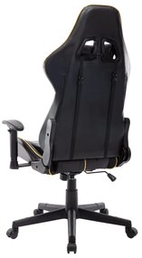 Cadeira de gaming couro artificial preto e dourado