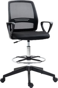 Vinsetto Cadeira de Escritório Alta Ajustável Giratória 360° Malha Respirável 68x66x120 cm Preto | Aosom Portugal
