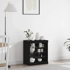 Sideboard vidaXL com luzes LED Carvalho Preto 60,5x37x67 cm