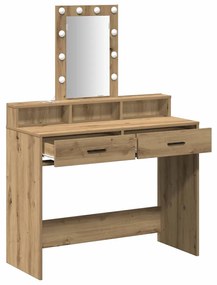 Mesa de Maquiagem com Luzes LED Carvalho Artesanal 100x41x140 cm