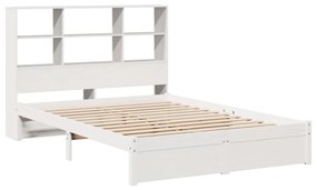 Cama com estante sem colchão 120x200 cm pinho maciço branco