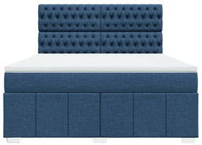 Cama com molas/colchão 180x200 cm tecido azul