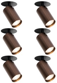 Conjunto de 6 focos embutidos modernos bronze escuro GU10 50mm - Chels Moderno