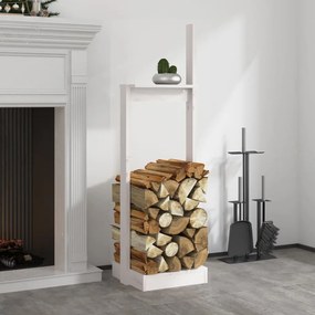 vidaXL Suporte de lenha 33,5x30x110 cm pinho maciço branco