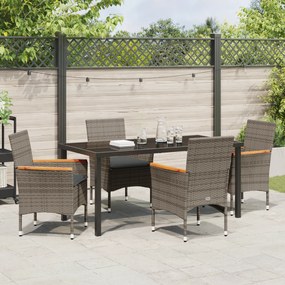 Conjunto de Jantar para Jardim de 5 Peças com Almofadas Rattan Poliést