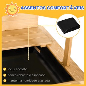 Caixa de Areia para Crianças de Madeira Caixa de Areia Infantil com To