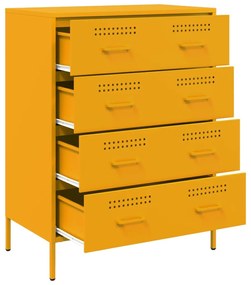Aparador 68x39x89 cm aço amarelo mostarda