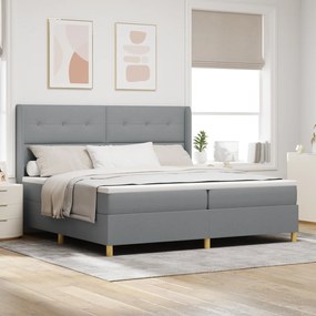 Cama Box Spring vidaXL com Colchão Cinza Claro 200x200 cm Tecido