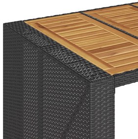 5 pcs conj. de bar jardim sem almofadões vime PE/acácia preto