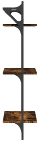 Estante 3 prateleiras + barras 2pcs 30x25x100cm carvalho fumado