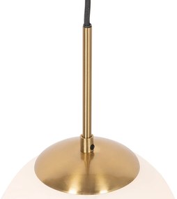 Art Deco hanglamp goud met opaal glas incl. rail adapter wit 1-fase - Slimline Flore Art Deco
