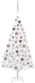 3077625 vidaXL Árvore Natal artificial pré-iluminada c/ bolas 120cm PVC branco