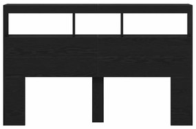 Armário cabeceira c/ luzes LED 160x17x102 cm carvalho preto