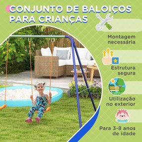 Conjunto de Baloiço Infantil Baloiço para Crianças de 3-8 Anos com 2 A