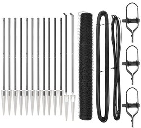 vidaXL Poste de Cerca Cinzeto 25 x 1,4 m (malha de 50 mm) Aço e PVC