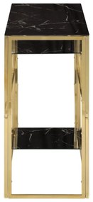 Mesa consola aço inoxidável e vidro temperado dourado