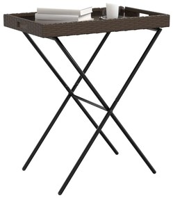 Mesa bandeja dobrável 65x40x75 cm vime PE castanho