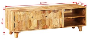Armário TV madeira de mangueira maciça 118x35x40 cm