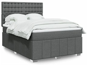 vidaXL Cama com molas/colchão 140x200 cm tecido cinzento-escuro