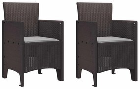 vidaXL Cadeira de Jardim 2 pcs Castanho 53 x 49 x 85 cm Polipropileno