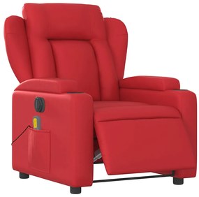 Poltrona massagens reclinável elétrica couro artif. vermelho
