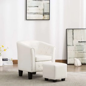 vidaXL Poltrona com apoio de pés couro artificial branco