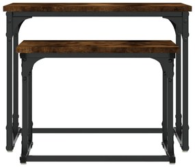 Mesa de centro encastrar 2 pcs deriv. madeira carvalho fumado