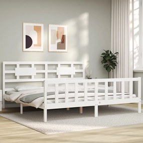 3192577 vidaXL Estrutura de cama com cabeceira 200x200cm madeira maciça branco