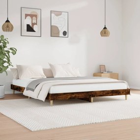 vidaXL Estrutura de cama s/ colchão derivados madeira carvalho fumado